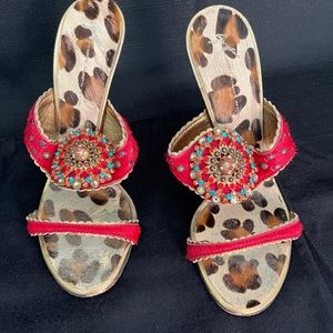 Giuseppe Zanotti Red Jeweled Stiletto Heel Sandal